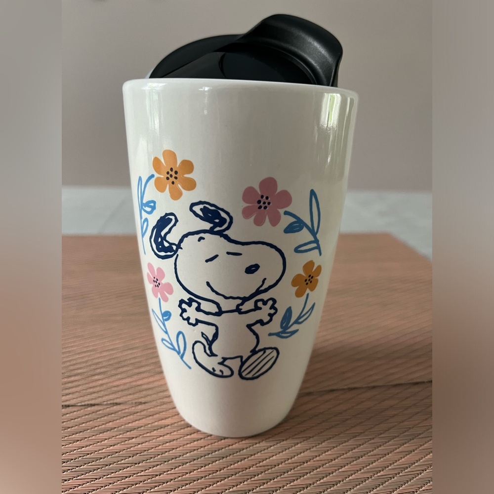 Snoopy Travel Cup Modern Gourmet Foods Stoneware Ceramic